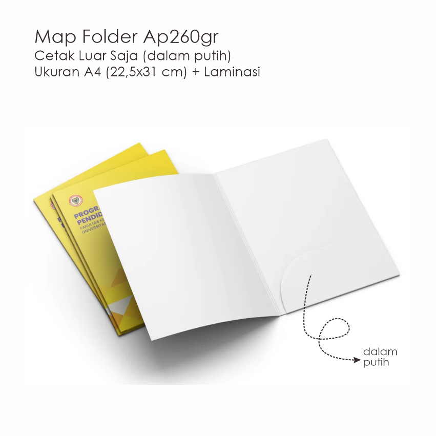 Map Folder A4 + Laminasi 1 sisi (dalam putih)